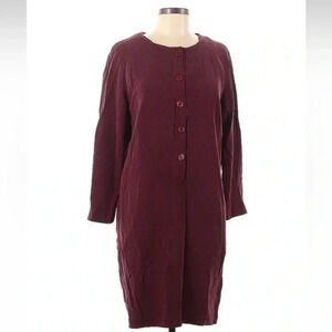 Vintage Patrick Collection 100% Silk Burgundy Button Down Sweater Dress Size 8